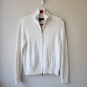 Ralph Lauren Full Zip Cardigan Sweater | Women's Small | Cotton White, Pockets
